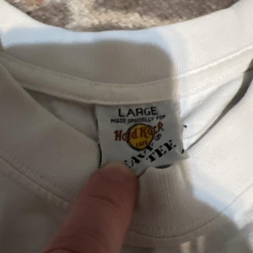 Hard Rock Cafe Shirt Mens L White Heavy Tee Rome Roma Vintage 90s Music Food - Picture 9 of 9